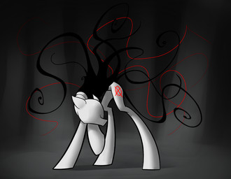 back_tentacles clothing cutie_mark dark detailed_background feral forest male outside plant ponification quadruped shadow solo standing tentacles tree underpable creepypasta hasbro my_little_pony slenderman equid equine horse mammal pony 2013
