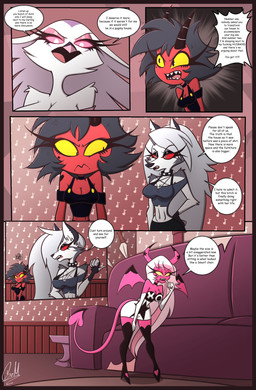 angry anthro argument big_breasts bottomwear breasts clothing dialogue eyelashes female glistening_eyelids group larger_female long_eyelashes profanity shorts size_difference smaller_female soft_abs text tight_clothing tuft gatojack3 hellaverse helluva_boss mythology loona_(helluva_boss) millie_(helluva_boss) stella_(helluva_boss) verosika_mayday canid canid_demon canine demon hellhound humanoid imp mammal mythological_canine mythological_creature owl_demon succubus absurd_res comic english_text hi_res