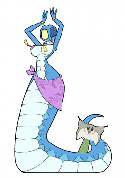 anthro apode belly_dancer_outfit blue_body blue_scales breasts crossgender duo fangs female fur grey_body grey_fur legless male mtf_crossgender non-mammal_breasts pointy_ears scales serpentine teeth yellow_eyes gunbangjindog disney zootopia gary_de'snake pawbert_lynxley canada_lynx draconcopode felid feline lynx mammal naga pit_viper reptile scalie snake viper hi_res shaded simple_shading