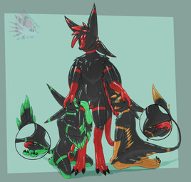 3_fingers 4_ears anthro black_body black_claws black_feathers claws clothing collar corruption drone erection feathered_wings feathers feet fingers genitals glistening green_body green_feathers green_genitals group kneeling latex latex_clothing latex_drone latex_skinsuit male male/male male_anthro markings multi_ear multicolored_body nude null_bulge orange_body paws penetration penis red_body red_genitals sex simple_background skinsuit standing tail tentacle_penetration tentacles tight_clothing toe_claws toes tongue trio winged_arms wings yporolsya gigamen neki avali avian absurd_res hi_res