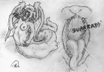 anthro apode body_outline breasts burping close-up draconcopode duo fangs female forceswerwolf graphite_(artwork) greyscale head_first hindpaw lamia legless mammal mephitid monochrome mouth_shot nipples open_mouth palate pawpads paws pencil_(artwork) reptile scalie serpentine skunk skunkhase slightly_chubby snake split_form spots tanaga teeth traditional_media_(artwork) vore