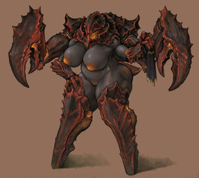 anthro areola belly big_breasts big_butt breasts butt claws curvy_figure exoskeleton female genitals huge_breasts huge_butt huge_hips huge_thighs multi_arm multi_limb muscular muscular_anthro muscular_female nipples nude puffy_areola solo spikes spikes_(anatomy) thick_thighs voluptuous voluptuous_female vulva wide_hips armpitcore420 helldivers alien arthropod charger_(helldivers) insect rupture_charger terminid hi_res
