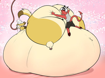 anthro ass_up bdsm belly belly_bed belly_expansion belly_inflation big_belly big_butt bondage bound butt butt_grab cake_batter_on_face chef_hat clothing duo expansion hand_on_butt hat headgear headwear hose hose_in_mouth hose_inflation huge_belly huge_butt hyper hyper_belly hyper_butt hyper_inflation inflation lying male on_front questionable_consent sitting sitting_on_another sitting_on_belly weight_gain zip_tie fangy_boyo daniel_fang max_(itsjust_max) canid canine fennec_fox fox humanoid imp mammal true_fox 4:3 hi_res