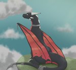 accessory all_fours black_body blade claws cliff cloud female feral furgonomics green_eyes horn jewelry necklace rear_view sky solo tail tail_accessory tail_blade tail_bracelet tail_jewelry weapon_tail wings apollyondragon activision mythology spyro_the_dragon cynder dragon mythological_creature mythological_scalie scalie 2024 digital_drawing_(artwork) digital_media_(artwork) hi_res signature
