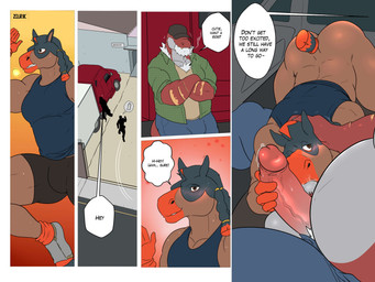 anthro anthro_on_anthro anthrofied ball_suck balls beard belly bent_over blush bodily_fluids body_hair bottomless bottomwear chest_hair cigarette clothed clothing dialogue digitigrade dominant duo erection exercise facial_hair genital_fluids genitals hand_on_head hooves humanoid_genitalia humanoid_penis larger_dom male male/male manly muscular muscular_anthro muscular_male non-mammal_balls open_clothing open_shirt open_topwear oral penis penis_grab penis_in_face precum running sex shirt shorts size_difference smoking sucking sweat tank_top text topwear truck trucker unguligrade vehicle workout zourik nintendo pokemon dinosaur equid equine fossil_pokemon generation_6_pokemon generation_7_pokemon mammal mudsdale pokemon_(species) prehistoric_species reptile scalie tyrantrum 2021 4:3 absurd_res comic english_text hi_res