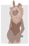 anthro black_body black_fur bunny_costume clothing costume female fur horn looking_at_viewer markings mole_(marking) mouthless solo wool_(fur) hambinito amaverse xalda bovid caprine mammal sheep werecaprine werecreature weresheep hi_res