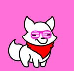 ambiguous_gender clothing feral kerchief ladder_shades pink_background red_clothing red_kerchief simple_background solo unknown_artist anthony_fox canid canine fox mammal low_res