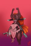 bottom_heavy breasts clothing female front_view fused_shadow headgear headwear huge_hips huge_thighs long_ears red_eyes short_stack smile solo thick_thighs wide_hips yellow_sclera thingshappen nintendo the_legend_of_zelda twilight_princess midna humanoid imp 2023 digital_media_(artwork) hi_res