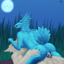 anthro anus balls blue_eyes blush bodily_fluids breasts butt cum cum_in_vagina cum_inside duo exclamation_point female female_on_top genital_fluids genitals half-closed_eyes hand_on_butt looking_back male male/female male_on_bottom moon narrowed_eyes night non-mammal_breasts nude on_bottom on_top open_mouth outside penis power_bottom raised_tail sex side_boob straddling surprised tail vaginal testowepiwko league_of_legends riot_games tencent anivia_(lol) azir_(lol) avian 1:1 hi_res