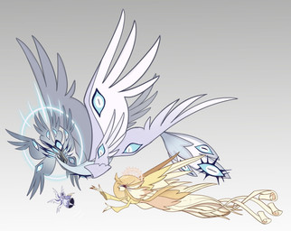 anthro beak blue_eyes blue_sclera clothed clothing dress eyelashes eyes_closed feathered_wings feathers female feral flying freckled_face freckles glowing glowing_eyes grey_body grey_skin group hair halo happy larger_anthro larger_female larger_feral long_eyelashes long_hair multi_eye multi_wing prosthetic prosthetic_wing simple_background size_difference smaller_female smaller_humanoid trio white_background white_body white_feathers wings yellow_body yellow_feathers pcraxkers hazbin_hotel hellaverse emily_(hazbin_hotel) sera_(hazbin_hotel) speaker_of_god_(hazbin_hotel) angel angel_humanoid avian bird deity humanoid seraph_(angel) hi_res sibling_(lore) sister_(lore) sisters_(lore)