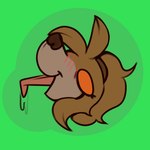 anthro blush blush_lines brown_body brown_fur brown_hair chibi floppy_ears fur green_background hair long_hair male open_mouth open_smile orange_sclera simple_background smile solo sticker tongue tongue_out wide_eyed diadorin nugget_(diadorin) bird_dog canid canine canis cocker_spaniel domestic_dog hunting_dog mammal spaniel 1:1 2023 absurd_res hi_res