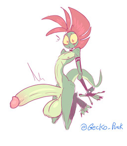 anthro balls big_penis bracelet bulge butt choker clothing erection fingerless_gloves footwear freckled_butt freckled_face freckled_shoulders freckles genitals gloves green_body green_scales green_skin hair handwear huge_penis humanoid_genitalia humanoid_penis jewelry male mohawk necklace penis red_hair scales simple_background socks solo spiked_bracelet spikes studded_armlet toeless_footwear toeless_legwear toeless_socks toeless_stockings yellow_sclera ghastlygh ash_(g-h-) gecko lizard reptile scalie absurd_res hi_res nonbinary_(lore)