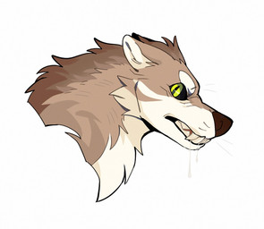 ambiguous_gender black_sclera bodily_fluids brown_body brown_ears brown_fur brown_nose cheek_tuft countershade_face countershade_neck countershading drooling ears_back facial_tuft fangs feral fur glistening glistening_eyes green_eyes looking_at_viewer neck_tuft pivoted_ears pointy_ears prick_ears saliva saliva_on_chin sharp_teeth side_view simple_background solo teeth tuft unsigned white_background white_body white_countershading white_fur asnnonaka mythology lim_(asnnonaka) canid canine canis mammal mythological_canine mythological_creature werecanid werecanine werecreature werewolf wolf bust_portrait hi_res portrait
