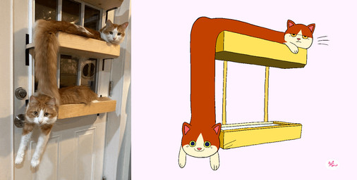 2_heads ambiguous_gender comparison conjoined door door_handle doorknob duo feral fur looking_at_viewer multi_head multicolored_body multicolored_fur photo pink_nose solo whiskers white_body white_fur white_whiskers keke_(artist) domestic_cat felid feline felis mammal pushmi-pullyu animated frame_by_frame multiple_images