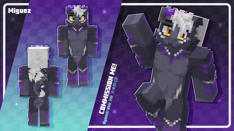 anthro fur gaming grey_body hair horn male orange_eyes purple_body purple_fur solo white_hair ryandrake microsoft minecraft mojang mythology xbox_game_studios miguez dragon furred_dragon furred_scalie mythological_creature mythological_scalie scalie 16:9 2026 3d_(artwork) digital_media_(artwork) hi_res model_sheet pixel_(artwork) widescreen
