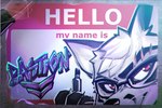 anthro claws eyewear glasses graffiti name_tag red_eyes solo text whiskers writing_utensil bastionshadowpaw toshi_(bastionshadowpaw) canid canine fox mammal english_text meme nonbinary_(lore)