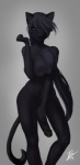 anthro big_breasts biped black_body black_fur black_penis breasts butt erection fur genitals gynomorph hair intersex nipples nude penis ponytail simple_background solo standing naaby naaby_(fursona) domestic_cat felid feline felis mammal 2014