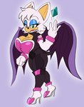 anthro armwear big_breasts breasts cleavage clothed clothing elbow_gloves female footwear gem gloves handwear high_heels looking_at_viewer shoes solo wings solratic sega sonic_the_hedgehog_(series) rouge_the_bat bat mammal hi_res