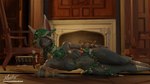 anthro bedroom_eyes breasts clothed clothing female fireplace hand_on_leg hand_on_thigh inside lying narrowed_eyes navel on_side seductive solo hiddenmask18 nintendo tears_of_the_kingdom the_legend_of_zelda mineru mammal zonai 3d_(artwork) blender_(artwork) digital_media_(artwork) hi_res