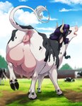 animal_genitalia animal_pussy anus big_breasts big_teats big_udders blurred_background bovine_genitalia bovine_pussy breasts detailed_background farm female feral feral_with_hair genitals hair hooves horn looking_at_viewer nipples nude outside presenting presenting_pussy purple_eyes purple_hair pussy raised_tail solo tail tail_anus teats udders ingi bovid bovine cattle mammal hi_res