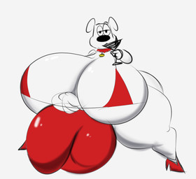 anthro balls big_balls big_breasts big_bulge big_butt big_penis breasts bulge butt butt_from_the_front clothing cocktail_glass collar container cup drinking drinking_glass footwear genitals glass glass_container glass_cup gynomorph high_heels huge_balls huge_breasts huge_bulge huge_butt huge_penis hyper hyper_balls hyper_breasts hyper_bulge hyper_butt hyper_genitalia hyper_penis intersex penis pubes pubes_exposed shoes simple_background solo white_background illis family_guy brian_griffin canid canine canis domestic_dog mammal colored_sketch hi_res sketch male_(lore)