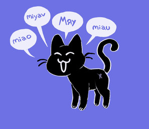 :3 ambiguous_gender black_body black_fur blue_background eyes_closed feral fur happy meowing multiple_languages paws scar simple_background solo speech_bubble standing text toony whiskers shanhorandraws little_kitty_big_city little_kitty_(lkbc) domestic_cat felid feline felis mammal 2024 hi_res italian_text official_art polish_text russian_text turkish_text