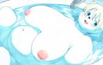 anthro bath bathing bathtub big_breasts blue_eyes blush breasts female fur genitals hair huge_breasts inverted_nipples kemono looking_at_viewer lying navel nipples nude on_back open_mouth overweight overweight_anthro overweight_female partially_submerged pussy smile solo spread_legs spreading water white_body white_fur white_hair akitaka bear mammal polar_bear ursine