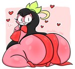 anthro asian_clothing big_breasts big_butt black_hair breasts butt chinese_clothing chinese_dress clothing dress east_asian_clothing female footwear hair heart_symbol huge_butt pink_body shoes solo lewdchuu_(artist) xingzuo_temple gu_(diives) reptile scalie snake hi_res