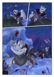 ambiguous_gender anthro arrow_(weapon) axe battle blood blood_on_weapon bodily_fluids broken_horn brown_body brown_fur clenched_teeth female fight fur group horn melee_weapon night outside polearm ranged_weapon shield snow snowing spear swinging_weapon sword teeth tusks weapon white_body white_fur wounded bjekkergauken mythology herja_(bjekkergauken) the_weapon_thief unni_(bjekkergauken) arctic_fox aurochs avian bird bovid bovine canid canine canis caprine dragon fox furred_dragon furred_scalie mammal mythological_creature mythological_scalie recently_extinct_species scalie sheep suid suine sus_(pig) true_fox wild_boar wolf 2025 colored comic hi_res