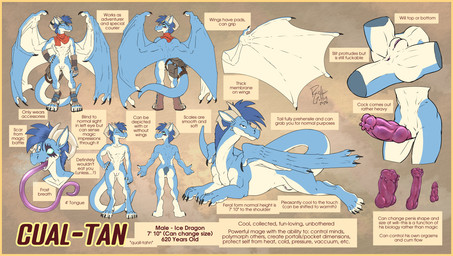 accessory animal_genitalia animal_penis anthro anus bag bedroom_eyes canine_genitalia canine_penis claws equine_genitalia equine_penis feral furgonomics genital_slit genitals hand_wings horn long_tongue male narrowed_eyes penis profanity scar scarf seductive smile solo stated_age stated_gender stated_height stated_tongue_length tail tail_accessory tail_bag text tongue wings rick_griffin mythology cual-tan_(rick_griffin) dragon mythological_creature mythological_scalie scalie 2026 english_text hi_res model_sheet