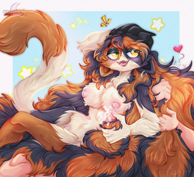 anthro anthro_focus big_breasts breasts duo erection excessive_hair fangs female female_anthro female_focus genitals hair handjob human_on_anthro humanoid_genitalia humanoid_penis interspecies lidded_eyes long_hair looking_aside lying male male/female male_human nipples nude nude_anthro nude_female on_back penile penis sex solo_focus tail teeth vulva angelitaracoohn epic_games fortnite meow_skulls domestic_cat felid feline felis human mammal hi_res watermark