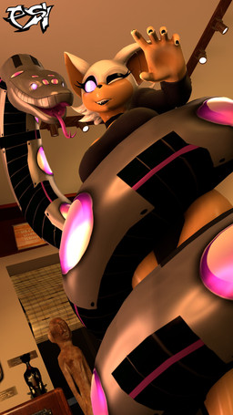 anthro big_breasts black_body black_clothing black_dress breasts clothed clothed_anthro clothed_female clothing coiling dress duo female feral glowing glowing_eyes grey_body hair hypnosis machine mind_control multicolored_body pink_eyes purple_body restrained white_hair psikokinetic warfaremachine_(modeler) sega sonic_the_hedgehog_(series) rouge_the_bat sn-01_(psikokinetic) warfare_rouge bat mammal reptile robot scalie snake 2024 3d_(artwork) 4k 9:16 absurd_res digital_media_(artwork) hi_res source_filmmaker_(artwork) story story_in_description