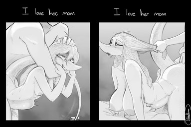 5_fingers abdominal_bulge ahegao anthro anthro_penetrated areola arm_around_neck arm_bite bed big_areola big_breasts big_butt bite bodily_fluids breast_size_difference breasts butt butt_grab butt_squish cum cum_in_vagina cum_inside curvy_figure dialogue doggystyle eyelashes faceless_character faceless_human faceless_male female female_on_human female_penetrated fingers freckled_breasts freckled_butt freckled_face freckled_legs freckled_shoulders freckled_tail freckles from_behind_position furniture genital_fluids group hair hair_grab hand_on_butt hourglass_figure huge_areola human_on_anthro human_penetrating human_penetrating_anthro human_penetrating_female interspecies leaking leaking_cum long_tail looking_pleasured male male/female male_on_anthro male_penetrating male_penetrating_anthro male_penetrating_female mature_anthro mature_female nipples nude nude_anthro nude_female nude_human nude_male on_bed penetration penile penile_penetration penis_in_vagina sex smile snout squish sweat sweatdrop tail tail_motion tail_tuft tailwag teeth text thick_thighs touching_hair trio tuft vaginal vaginal_penetration voluptuous voluptuous_anthro voluptuous_female wide_hipped_anthro wide_hipped_female wide_hips ratherdevious cavemanon_studios puppet_pals snoot_game judee tarja_(snoot_game) dinosaur human mammal prehistoric_species reptile saurischian scalie theropod troodon troodontid 2025 absurd_res artist_name english_text greyscale handwritten_text hi_res monochrome watermark daughter_(lore) mother_(lore) mother_and_child_(lore) mother_and_daughter_(lore) parent_(lore) parent_and_child_(lore) parent_and_daughter_(lore)
