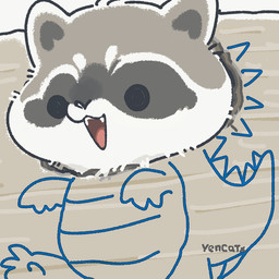 black_eyes black_nose chibi dot_eyes feral grey_body open_mouth simple_eyes solo white_body yencatx mammal procyonid raccoon 1:1 2022