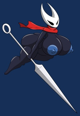 anthro big_breasts big_butt black_body blue_nipples breasts butt cape clothing featureless_legs female holding_object holding_weapon horn huge_breasts ineffective_clothing mask melee_weapon neckwear_only nipples nude red_cape red_clothing simple_background solo thick_calves thick_thighs transparent_background weapon marshall123x_(artist) hollow_knight_(franchise) team_cherry hornet_(hollow_knight) arthropod 2025 absurd_res alpha_channel hi_res