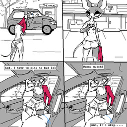 age_difference anthro car clothing covering covering_eyes covering_face dialogue duo eyelashes female flashing flashing_breasts fur hairless inner_ear_fluff male multi_nipple nipples older_female public public_nudity ribbons shirt tail text topwear tuft undressing vehicle white_body white_fur young younger_male naircat 7-eleven femnair shadow_(naircat) domestic_cat felid feline felis hairless_cat mammal sphynx_(cat) 1:1 aliasing binary_drawing comic digital_drawing_(artwork) digital_media_(artwork) english_text adopted_(lore) adopted_son_(lore) adoptive_mother_(lore) mother_(lore) mother_and_child_(lore) mother_and_son_(lore) parent_(lore) parent_and_child_(lore) parent_and_son_(lore) son_(lore)