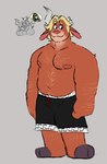 anthro belly blonde_hair body_hair clothing freckled_face freckles hair horn male nipples smile solo underwear deadasskaiju european_mythology greek_mythology mattel monster_high mythology manny_taur bovid bovine mammal minotaur mythological_creature hi_res