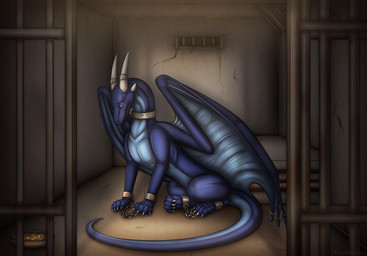 4_toes bound captured chain chained collar cuff_(restraint) digitigrade dungeon feet feral male nude nutraloaf prison prison_cell prisoner restrained restraints scales shackles solo submissive submissive_male tail toes wings shadarrius european_mythology mythology vloo dragon mythological_creature mythological_scalie scalie western_dragon