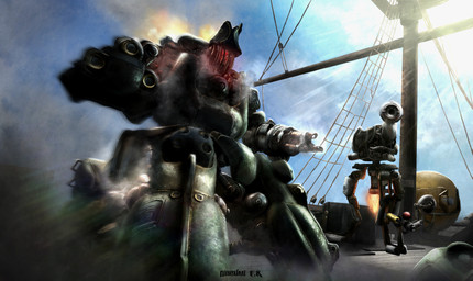 ambiguous_gender bicorne clothing detailed_background duo floating hat headgear headwear machine metallic_body military_hat not_furry outside rigging sailing_ship sailing_watercraft ship ship_deck text uss_constitution vehicle watercraft wearing_hat nazumov_fk fallout microsoft captian_ironsides mister_navigator mister_handy_(fallout) robot sentry_bot_(fallout) artist_name hi_res