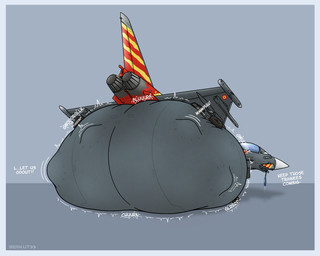 aircraft ambiguous_gender belly big_belly blue_border bodily_fluids border feral feral_pred grey_body huge_belly hyper hyper_belly machine motion_lines multiple_prey not_furry open_mouth rear_view resting_on_belly rumbling_stomach saliva simple_background soft_vore solo teeth text tongue unwilling_prey vehicle vore berkutmakesart eurofighter_typhoon dire_aircraft dire_machine dire_vehicle living_aircraft living_machine living_vehicle 2026 artist_name english_text hi_res watermark