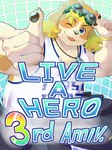 anthro belly blep blonde_hair blue_eyes clothing eyewear floppy_ears goggles hair male one_eye_closed overweight overweight_male shirt solo tank_top text tongue tongue_out topwear wink amidasuke lifewonders live_a_hero hisaki_(live_a_hero) canid canine canis domestic_dog mammal absurd_res english_text hi_res