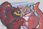 anthro anthrofied heart_symbol horn machine male male/male muscular muscular_male tail vehicle zekrenard nintendo pokemon king_of_red_lions generation_6_pokemon legendary_pokemon living_machine living_vehicle pokemon_(species) volcanion 2023 hi_res tagme