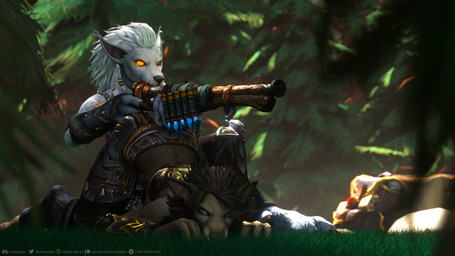 4_fingers ambiguous_gender anthro armor armwear ass_up backpack black_hair black_nose blue_eyes bullet clothing digitigrade duo ears_back fingers forest fur grass grey_body grey_fur gun hair legwear orange_eyes outside pivoted_ears plant ranged_weapon rifle text tree weapon white_body white_fur white_hair thatworgen blizzard_entertainment warcraft destiney_crawford_(thatworgen) canid mammal werecanid werecreature worgen 2021 3d_(artwork) absurd_res autodesk_3ds_max_(artwork) digital_media_(artwork) hi_res url watermark gynomorph_(lore)