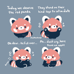 ambiguous_gender apple black_body black_fur bodily_fluids chibi crying eyes_closed feral food fruit fur plant sitting solo tears text mahoukarp ailurid mammal red_panda 1:1 2019 english_text hi_res