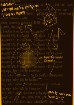 anthro artificial_intelligence balls big_penis blush bodily_fluids dialogue digitigrade floating_head genitals hand_on_penis knot knotted_penis machine male musk open_mouth penis programming pulsing smug solo sweat talking_to_viewer text thick_thighs throbbing tilde_after_text twitching lighthouseheat beaconos digital_creature robot 2026 absurd_res comic english_text hi_res