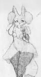 anthro blush braixen breasts canid canine female fur generation_6_pokemon genitals hi_res inner_ear_fluff mammal mcnuggets monochrome nintendo nipples nude pokemon pokemon_(species) pussy simple_background sketch solo thick_thighs traditional_media_(artwork) tuft wide_hips