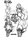 anthro female fire flaming_tail tail text josemalvado nintendo pokemon charmander generation_1_pokemon pokemon_(species) reptile scalie comic english_text monochrome sketch