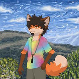 abstract_background anthro beads big_pupils cloud dilated_pupils forest fur impressionism impressionist_background jewelry landscape looking_at_viewer male mountain necklace orange_body orange_fur outside painted_background plant prayer_beads psychedelic psychedelic_background pupils rainforest sky skyscape solo sunny surreal_background surrealism tie-dye tree tropical tropical_forest wilderness yellow_eyes conditional_dnp orenjisalmonpaw orenji_salmonpaw canid canine fox mammal red_fox true_fox 1:1 digital_media_(artwork) digital_painting_(artwork) hi_res painting_(artwork) portrait
