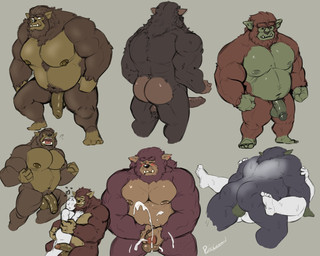 anal anal_penetration anthro backsack balls big_muscles big_pecs black_body black_fur black_nose blush bodily_fluids brown_body brown_fur butt cum cumshot ejaculation erection eyes_closed flaccid floating_heart foreskin from_front_position fur genital_fluids genitals grey_background group heart_symbol holding_partner hug huge_pecs human_on_humanoid human_penetrated humanoid_penetrating humanoid_penetrating_human interspecies larger_humanoid looking_pleasured lying male male/male male_anthro manly masturbation mating_press missionary_position musclegut muscular muscular_anthro muscular_humanoid muscular_male nipples nude nude_anthro nude_male on_back orgasm orgasm_face overweight overweight_anthro partially_retracted_foreskin pecs penetration penile penile_masturbation penis pubes retracted_foreskin roaring sex simple_background size_difference smaller_human smaller_penetrated sweat tusks unretracted_foreskin desertb0ar anon nameless_character bugbear human humanoid mammal monster 5:4 hi_res sketch_page