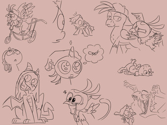 4_fingers all_fours anthro backwards_baseball_cap backwards_hat baseball_cap beak beanie bicycle black_eyes bodily_fluids brown_background brown_baseball_cap brown_beanie brown_clothing brown_hair brown_hat brown_headwear brown_horn brown_mane brown_shirt brown_tail brown_topwear brown_wings clenched_teeth closed_frown clothing currency_symbol dollar_sign eyebrows feather_hair feathered_wings feathers female female_anthro female_feral feral fingers flying folded_wings freckled_face freckles frown frowning_at_another frowning_at_each_other furrowed_eyebrows gesture group hair hand_gesture happy hat headgear headwear horn long_hair long_tail looking_up lying male male_anthro male_feral mane membrane_(anatomy) membranous_wings motion_lines mouth_closed no_pupils on_front open_frown open_mouth open_smile pointing pointing_at_another ponification pseudo_hair riding saliva saliva_string scared sharp_teeth shirt simple_background smile spade_tail sparkles sparkling_eyes symbol tail tail_motion tailwag talon_hands teeth thought_bubble toothed_beak toothy_grin topwear unibrow unicorn_horn unimpressed vehicle wide_eyed wings insert-thenewbl-here cartoon_network ed_edd_n_eddy european_mythology friendship_is_magic hasbro my_little_pony mythology ed_(eene) edd_(eene) eddy_(eene) jonny_2x4 kevin_(eene) marie_kanker may_kanker ant arthropod canid diamond_dog_(mlp) dragon equid equine hymenopteran insect mammal mythological_creature mythological_equine mythological_scalie scalie unicorn western_dragon winged_dragon 2025 4:3 crossover digital_drawing_(artwork) digital_media_(artwork) english_description hi_res monochrome multiple_images sketch_page